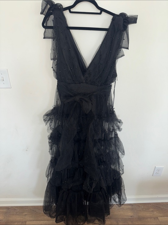 Fashion Nova Dresses & Skirts - Fashion Nova Black Beaded Ruffle Maxi Dress